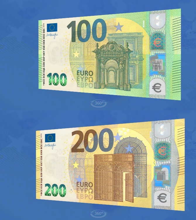 Voici les nouveaux billets de 100 et 200 euros